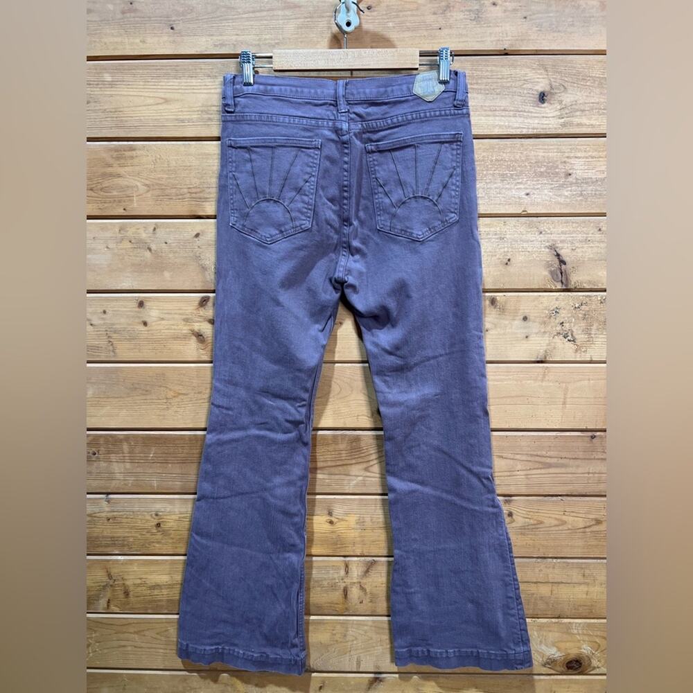 Tin Haul Co Plum Wide Leg Flare Western Jeans Sunrise Embroidery Woman’s Size 31